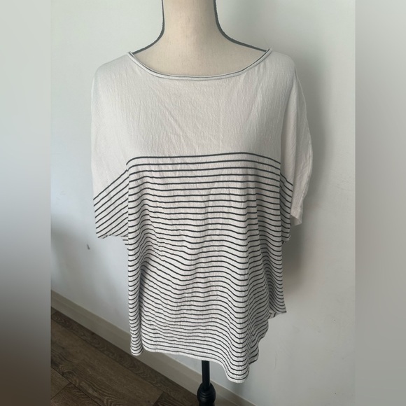 NWT Max Studio London striped blue and white cotton shirt SZ 3X - Picture 1 of 4